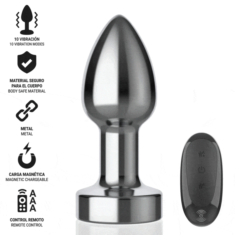 INTENSE PLUG ANAL 10 VIBRACIONES METAL CON CONTROL REMOTO S