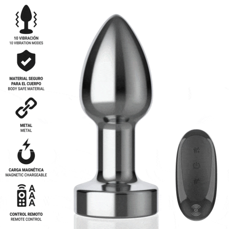 INTENSE PLUG ANAL 10 VIBRACIONES METAL CON CONTROL REMOTO S