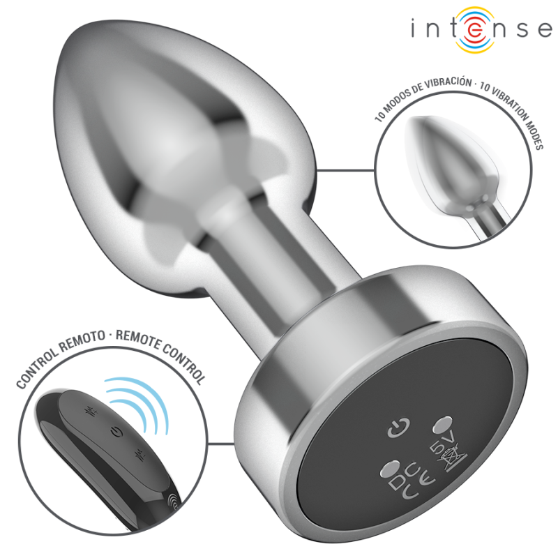 INTENSE PLUG ANAL 10 VIBRACIONES METAL CON CONTROL REMOTO S
