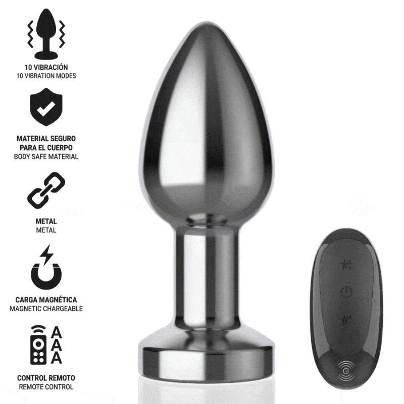 INTENSE PLUG ANAL 10 VIBRACIONES METAL CON CONTROL REMOTO M