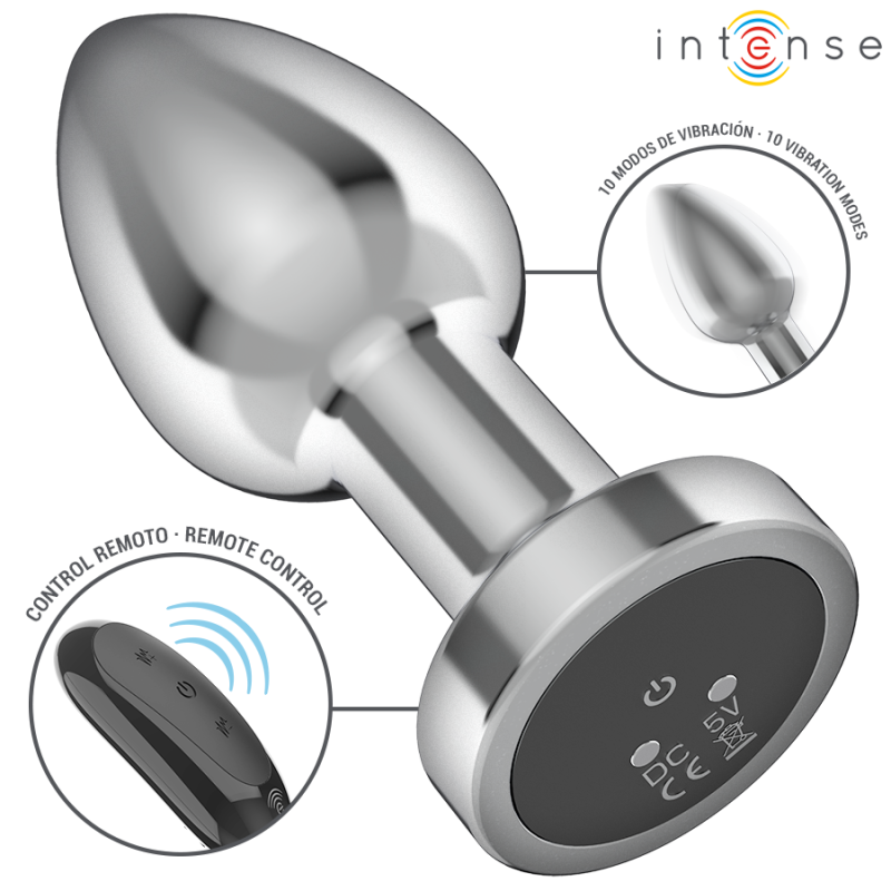 INTENSE PLUG ANAL 10 VIBRACIONES METAL CON CONTROL REMOTO M
