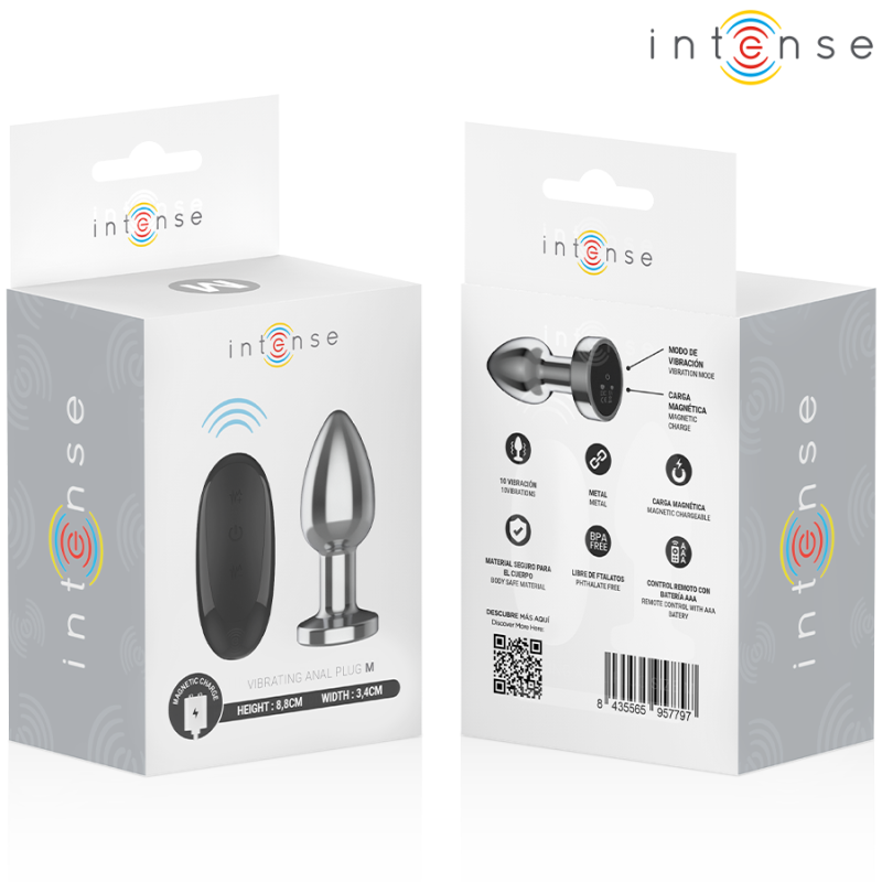 INTENSE PLUG ANAL 10 VIBRACIONES METAL CON CONTROL REMOTO M