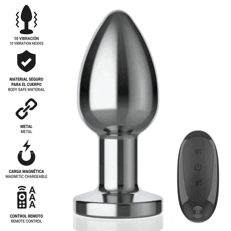 INTENSE PLUG ANAL 10 VIBRACIONES METAL CON CONTROL REMOTO L
