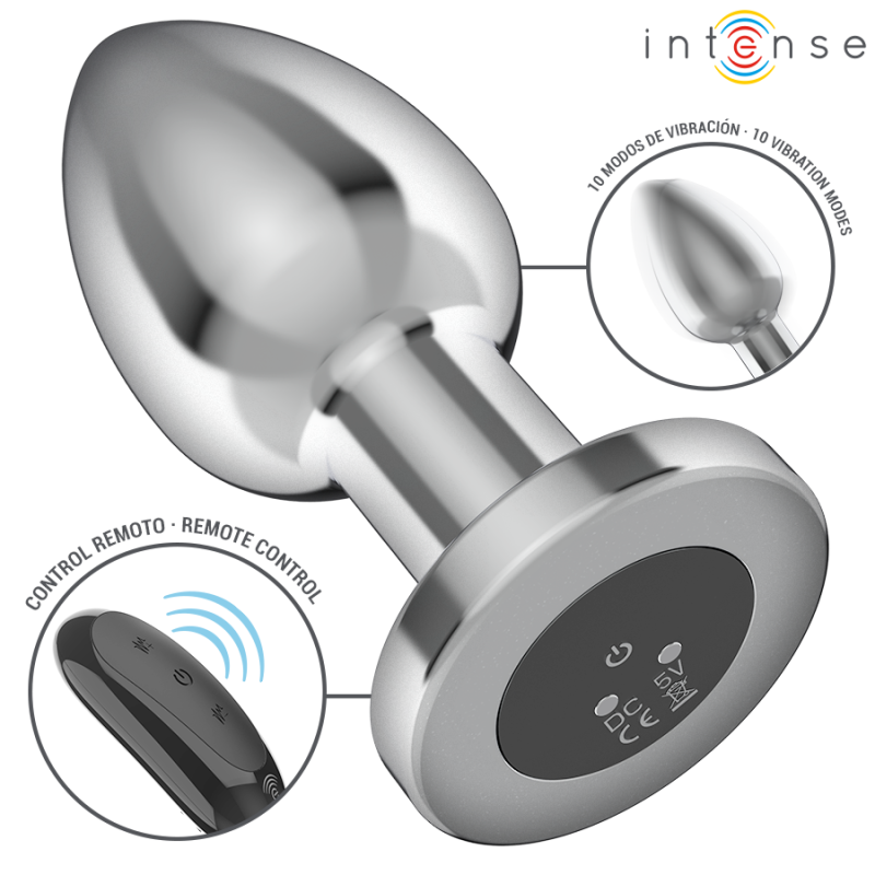 INTENSE PLUG ANAL 10 VIBRACIONES METAL CON CONTROL REMOTO L
