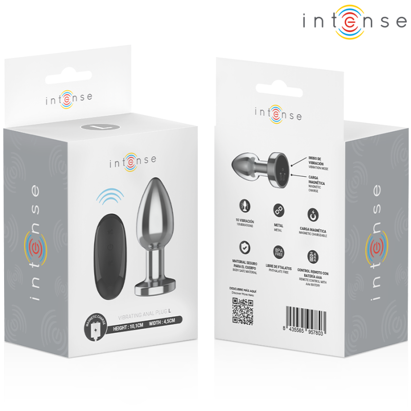 INTENSE PLUG ANAL 10 VIBRACIONES METAL CON CONTROL REMOTO L