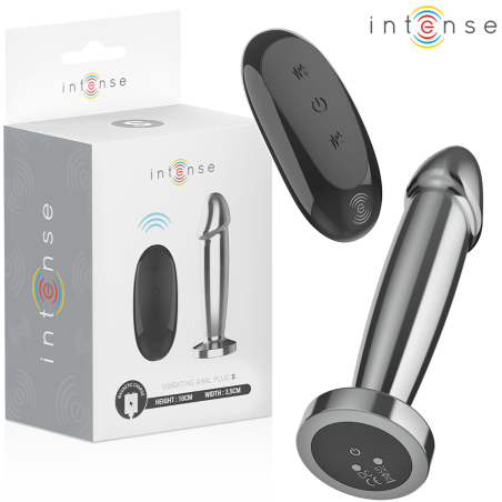 INTENSE PLUG ANAL 10 VIBRACIONES METAL EN FORMA DE DILDO CON CONTROL REMOTO S