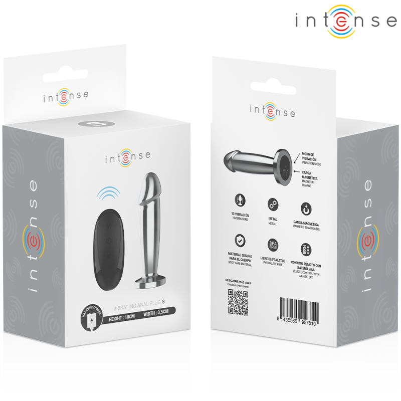 INTENSE PLUG ANAL 10 VIBRACIONES METAL EN FORMA DE DILDO CON CONTROL REMOTO S