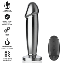 INTENSE PLUG ANAL 10 VIBRACIONES METAL EN FORMA DE DILDO CON CONTROL REMOTO M 2