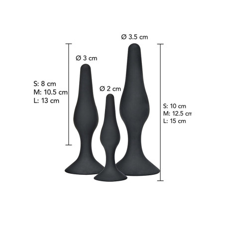 TOYJOY ANAL PLAY CURVY COMPANIONS PLUG ANAL 3 PIEZAS NEGRO