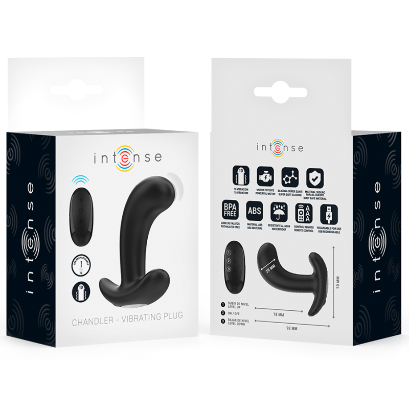 INTENSE CHANDLER PLUG ANAL 10 VIBRACIONES NEGRO CONTROL REMOTO