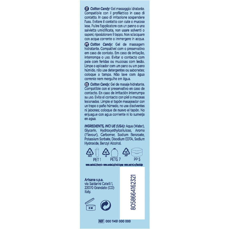 CONTROL MASAJE GEL 3 EN 1 ALGODON DE AZUCAR 200 ML