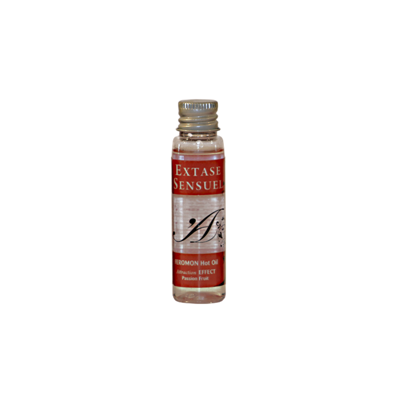 EXTASE SENSUAL ACEITE MASAJE EFECTO CALOR CON FEROMONAS FRUTA DE LA PASION VIAJE 35 ML