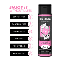 BRUMA ACEITE DE MASAJE PREMIUM EFECTO CALOR SABOR CHICLE 3 EN 1 100 ML