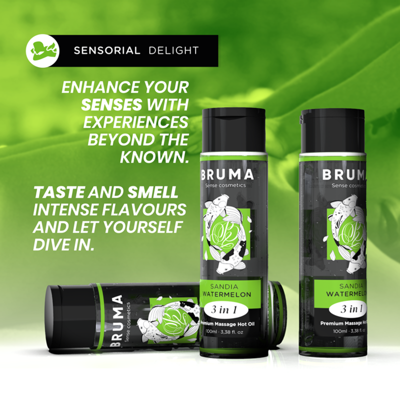 BRUMA ACEITE DE MASAJE PREMIUM EFECTO CALOR SABOR SANDIA 3 EN 1 100 ML
