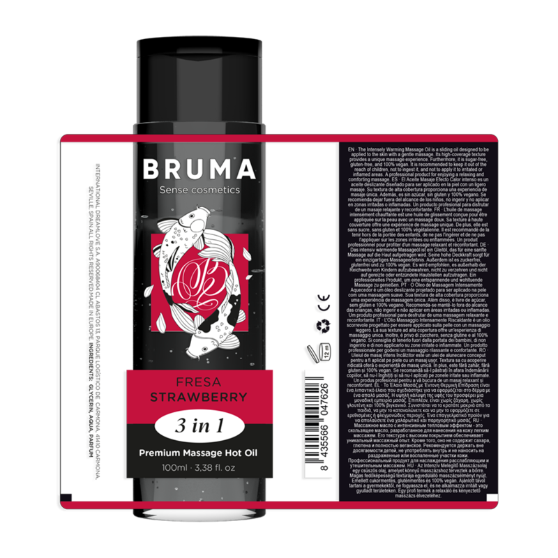 BRUMA ACEITE DE MASAJE PREMIUM EFECTO CALOR SABOR FRESA 3 EN 1 100 ML