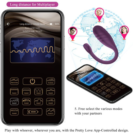 PRETTY LOVE LEVIATHAN VIBRADOR CONTROLADO POR APP MORADO