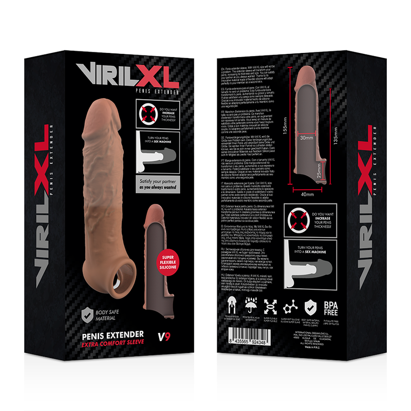 VIRILXL EXTENSION DE PENE LIQUID SILICONE V9 MARRON