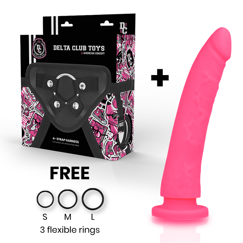 DELTA CLUB TOYS DILDO ARNES ROSA SILICONA MEDICA 20 CM O 4 CM