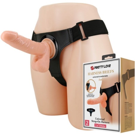 PRETTY LOVE HARNESS BRIEFS ARNES UNIVERSAL CON DILDO TOM 20 CM NATURAL