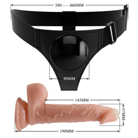 PRETTY LOVE HARNESS BRIEFS ARNES UNIVERSAL CON DILDO KEVIN 19 CM NATURAL