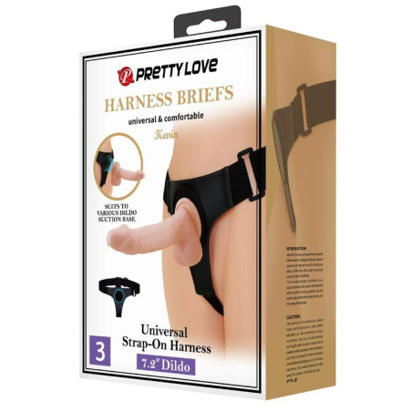 PRETTY LOVE HARNESS BRIEFS ARNES UNIVERSAL CON DILDO KEVIN 19 CM NATURAL