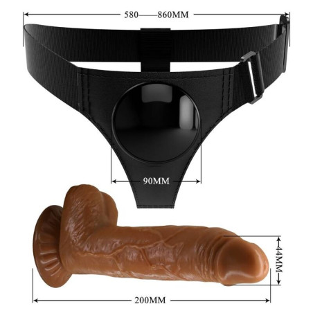 PRETTY LOVE HARNESS BRIEFS ARNES UNIVERSAL CON DILDO MICHEAL 20 CM NEGRO