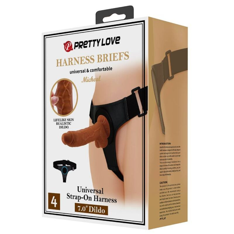 PRETTY LOVE HARNESS BRIEFS ARNES UNIVERSAL CON DILDO MICHEAL 20 CM NEGRO