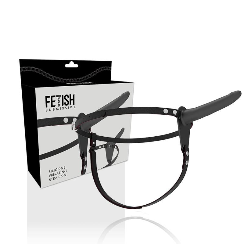 FETISH SUBMISSIVE HARNESS VIBRADOR SILICONA NEGRO 15 CM