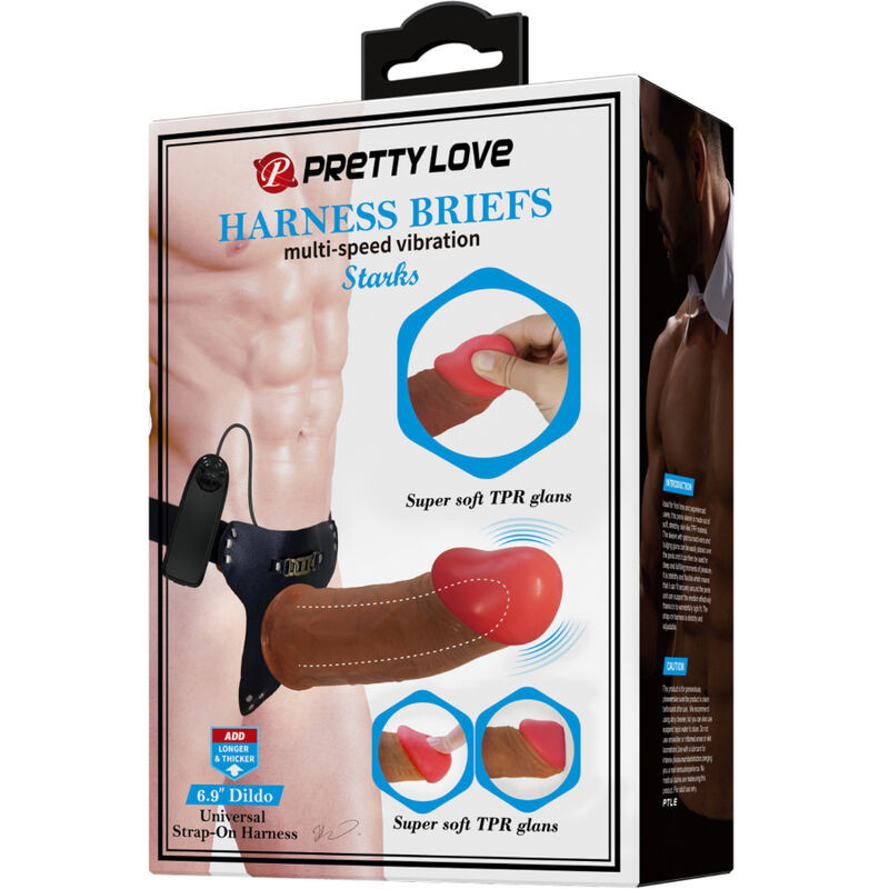 PRETTY LOVE STARKS HARNESS BRIEFS VIBRACION MULTI VELOCIDAD DILDO 175 CM MULATO