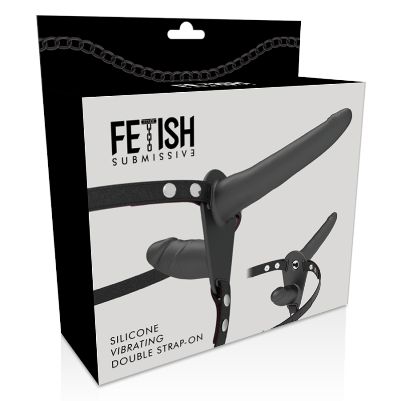 FETISH SUBMISSIVE HARNESS DOBLE PENETRACION VIBRADOR NEGRO