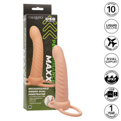 CALEXOTICS MAXX DOBLE PENETRADOR ACANALADO 10 VIBRACIONES NATURAL 2
