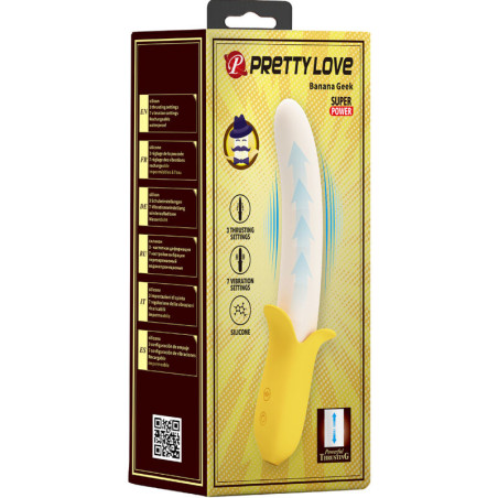 PRETTY LOVE BANANA GEEK SUPER POWER 7 VIBRACIONES UPDOWN SILICONA NEGRO