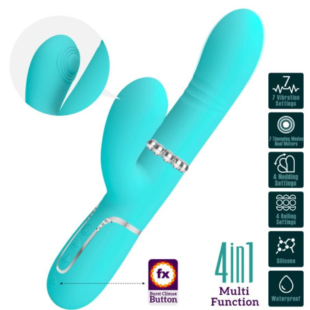 PRETTY LOVE VIBRADOR PUNTO G MULTIFUNCION VERDE AGUA