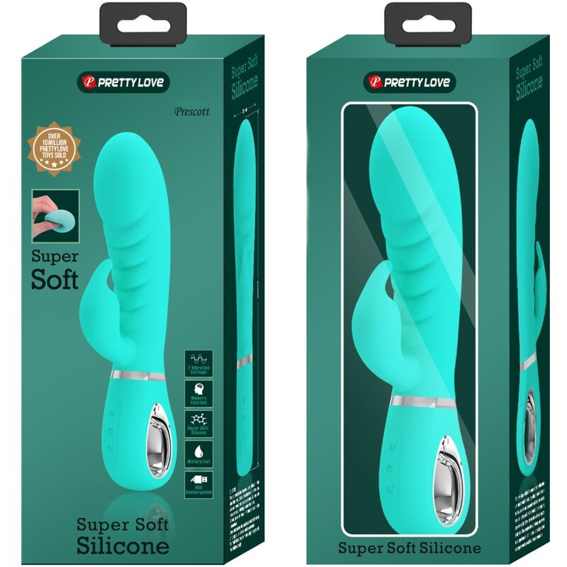 PRETTY LOVE PRESCOTT VIBRADOR PUNTO G MULTIFUNCION VERDE AGUA