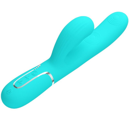 PRETTY LOVE PERLITA VIBRADOR PUNTO G 3 EN 1 MULTIFUNCION VERDE AGUA