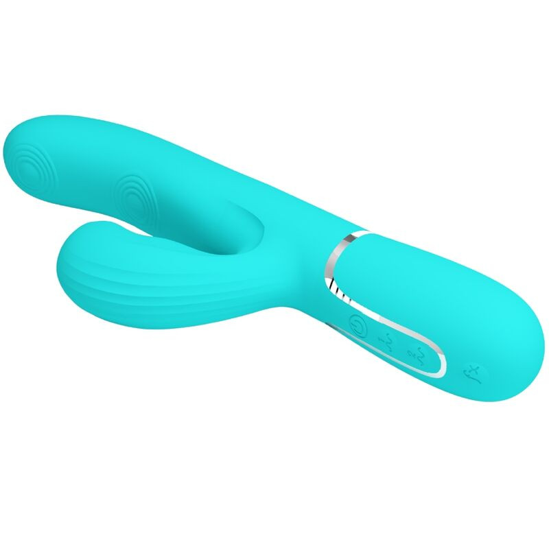 PRETTY LOVE PERLITA VIBRADOR PUNTO G 3 EN 1 MULTIFUNCION VERDE AGUA