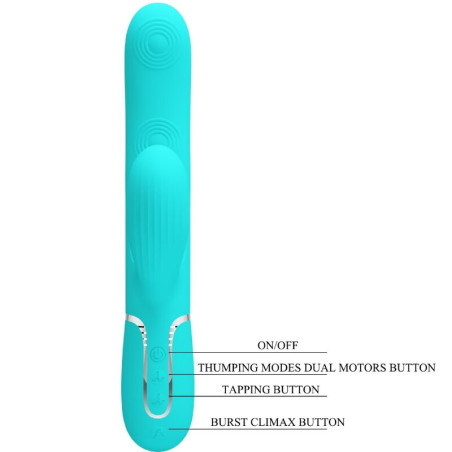 PRETTY LOVE PERLITA VIBRADOR PUNTO G 3 EN 1 MULTIFUNCION VERDE AGUA