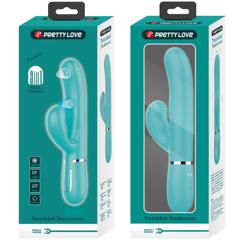 PRETTY LOVE PERLITA VIBRADOR PUNTO G 3 EN 1 MULTIFUNCION VERDE AGUA
