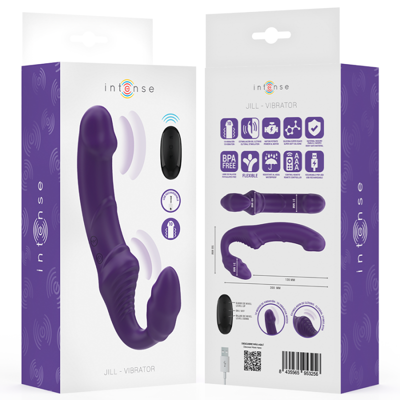 INTENSE JILL VIBRADOR DOBLE 20 CM VIOLETA CONTROL REMOTO