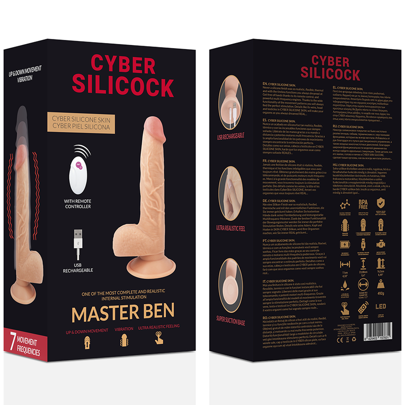 CYBER SILICOCK REALISTICO CONTROL REMOTO MASTER BEN 2388 CM O 43 CM