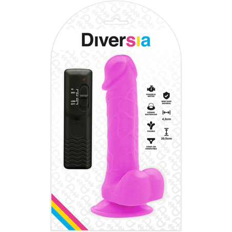 DIVERSIA DILDO REALISTICO FLEXIBLE CON VIBRACION LILA 205 CM O 42 CM