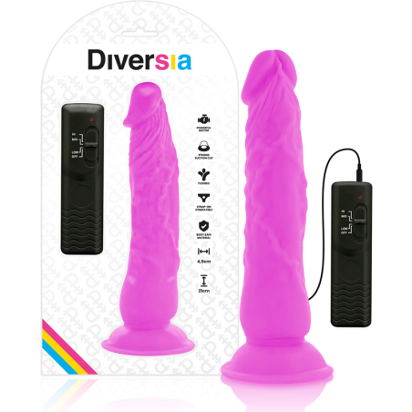 DIVERSIA DILDO REALISTICO FLEXIBLE CON VIBRACION LILA 21 CM O 49 CM