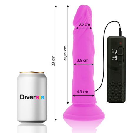 DIVERSIA DILDO REALISTICO FLEXIBLE CON VIBRACION LILA 23 CM O 43 CM