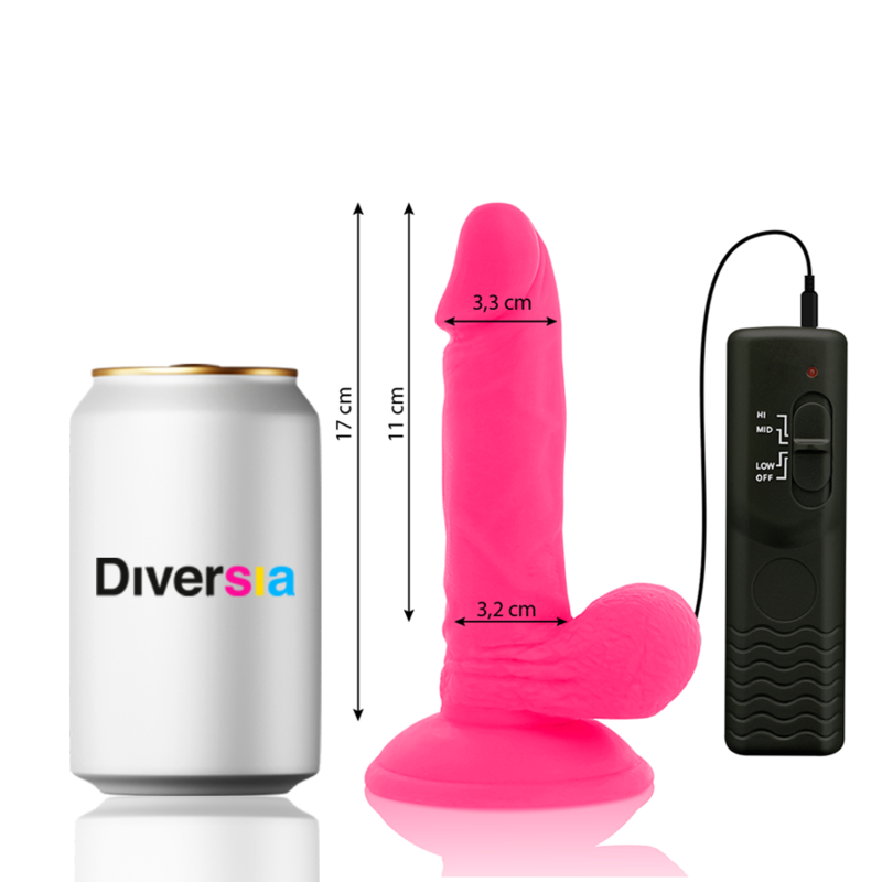DIVERSIA DILDO REALISTICO FLEXIBLE CON VIBRACION ROSA 17 CM O 33 CM