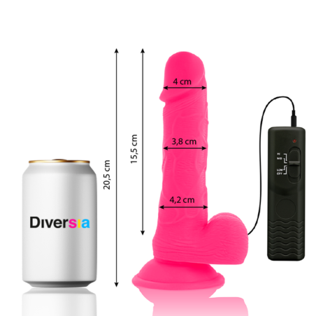 DIVERSIA DILDO REALISTICO FLEXIBLE CON VIBRACION ROSA 205 CM O 42 CM