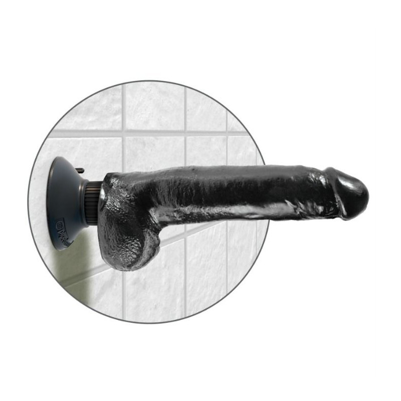 KING COCK DILDO VIBRADOR CON TESTICULOS 23 CM NEGRO