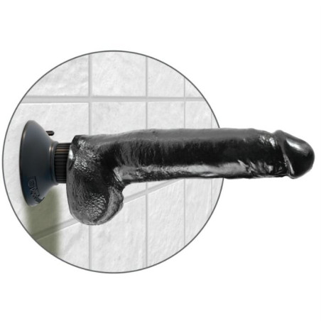 KING COCK DILDO VIBRADOR CON TESTICULOS 23 CM NEGRO