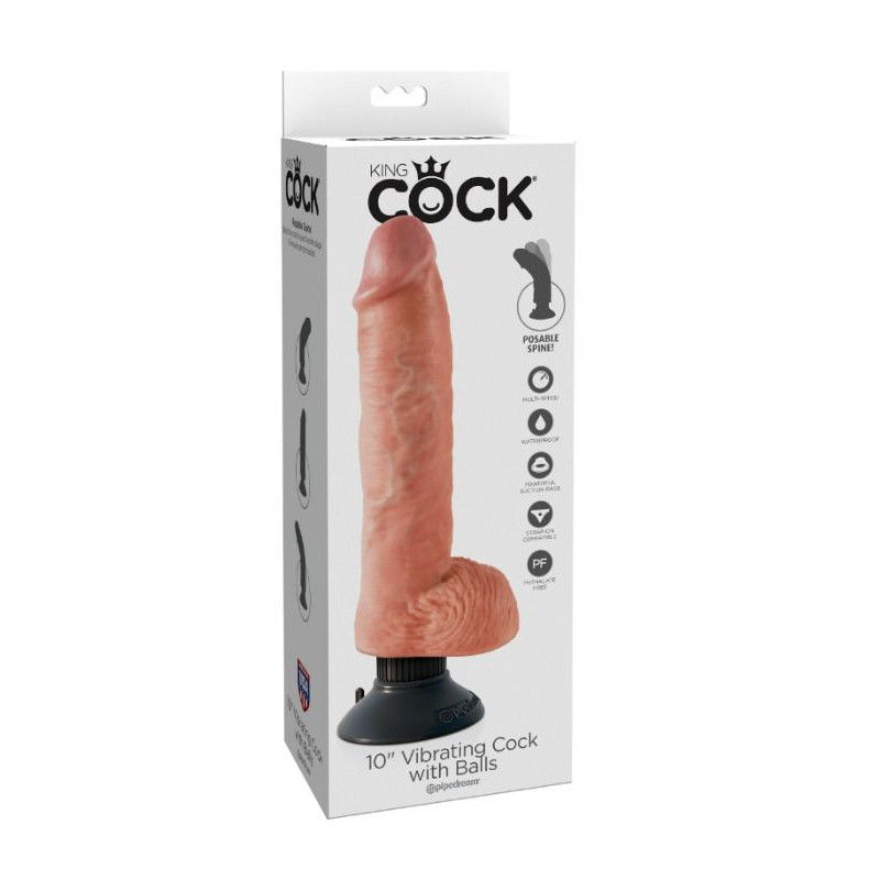 KING COCK DILDO VIBRADOR CON TESTICULOS 255 CM COLOR NATURAL
