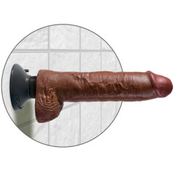 KING COCK DILDO VIBRADOR CON TESTICULOS 255 CM COLOR MARRON 2