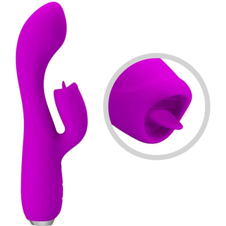 PRETTY LOVE GLORIA VIBRADOR CONEJO RECARGABLE IMPERMEABLE MORADO